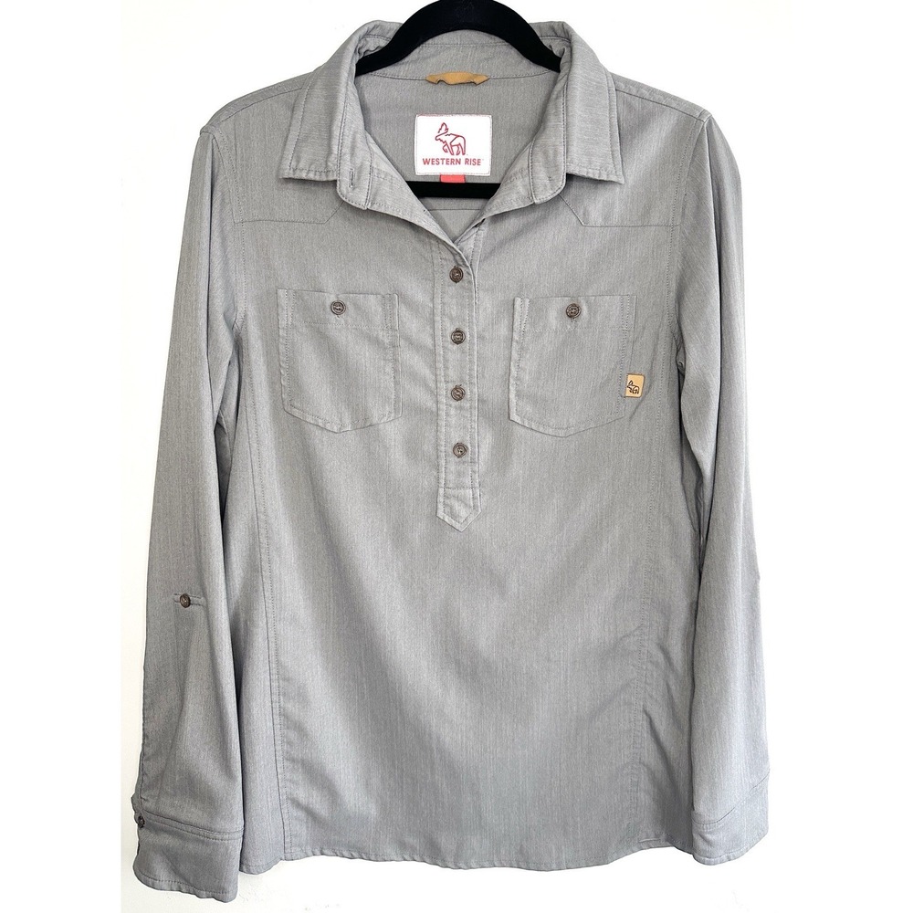 Western‎ Rise Women's L Technical Popover Shirt Gray Nylon Blend Hiking Travel